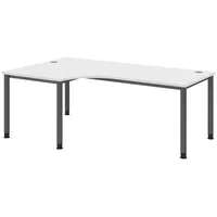 Bümö Schreibtisch Weiß, Nachbildung, L-Form, 200x74x120 cm FSC Mix,