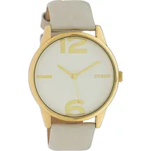 Oozoo Damen Armbanduhr Timepieces Analog Leder hellgrau UOC10375 - Hellgrau