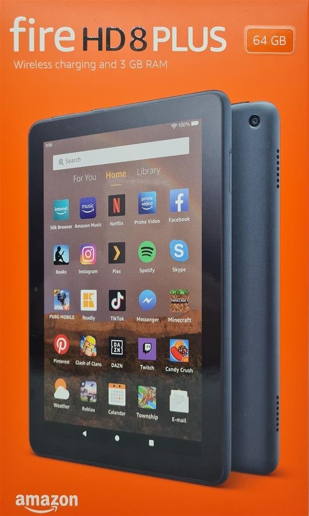 Amazon Fire HD 8 Plus Tablet (2020) HD Display, 64 GB, Quad-Core, 3 GB RAM, kabellose Ladefunktion, mit Spezialangeboten - Schiefergrau