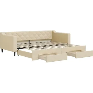 vidaXL Tagesbett Ausziehbar mit Schubladen 90 x 200 cm creme