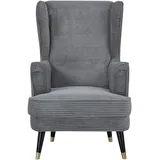 Home Affaire Ohrensessel HOME AFFAIRE "ZILLER, TV-Sessel, frei im Raum stellbar, in Cord und Samtvelours", grau, B:70cm H:105cm T:91cm, Holzgestell, Schaum-Polsterung, Holzbeine und pflegeleichter Bezug, Sessel, Ohrensessel, Holzfüsse mit dekorativen Metallhülsen,