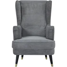 Home Affaire Ohrensessel HOME AFFAIRE "ZILLER, TV-Sessel, frei im Raum stellbar, in Cord und Samtvelours", grau, B:70cm H:105cm T:91cm, Holzgestell, Schaum-Polsterung, Holzbeine und pflegeleichter Bezug, Sessel, Ohrensessel, Holzfüsse mit dekorativen Metallhülsen,
