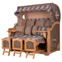 Bene living Strandkorb Komplettset Ammersee Grande XXL Teak Bullauge