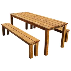 Gartengarnitur Set aus Kiefernholz, 3-teilig, Gartenmöbel, für bis zu 6 Erwachsene