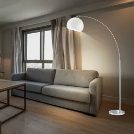 RL Bogenstehlampe Metall Acryl weiß, E27, H 180 cm