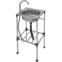 Edelstahl Küchenspüle mit Armatur Freistehend Spüle silber 38*33*83 cm - Silber