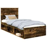 vidaXL Bett Bettrahmen Geräucherte Eiche 90 x 190 cm Massives Kiefernholz (1-tlg) 200 cm x 93 cm x 100 cm