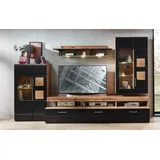Innostyle Wohnwand INNOSTYLE "Sonate", schwarz (absetzung hirnholz nb, eiche altholz nb), B:330cm H:208cm T:52cm, Glas, Holzwerkstoff, Kastenmöbel-Sets, Wohnwand, inkl. LED-Beleuchtung