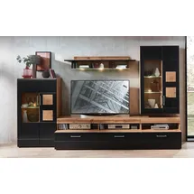 Innostyle Wohnwand INNOSTYLE "Sonate", schwarz (absetzung hirnholz nb, eiche altholz nb), B:330cm H:208cm T:52cm, Glas, Holzwerkstoff, Kastenmöbel-Sets, Wohnwand, inkl. LED-Beleuchtung