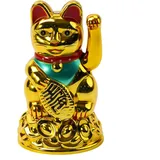 HEIBTENY Glückskatze, Winkekatze Maneki Neko Winkekatze Gold Winke Katze Chinesische Glücks glückskatze Lucky cat deko Katze(4.5inch Gold)