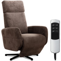 Cavadore TV-Sessel Cobra mit 2 E-Motoren / Fernsehsessel mit Liegefunktion, Relaxfunktion / Mit Fernbedienung verstellbar / Sternfuß, belastbar bis 130 kg / 71 x 110 x 82 / Lederoptik, Braun