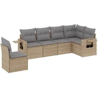 VidaXL 6-tlg. Garten-Sofagarnitur mit Kissen Beige Poly Rattan -
