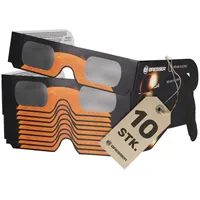 Bresser Sonnenfinsternis-Brille (10 Stück) zur sicheren Beobachtung der Sonne, mit hochwertiger Weißlichtfilterfolie, entspricht ISO 12312-2:2016, Schwarz