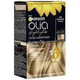 Garnier Haarfarbe Set für Strähnchen und Highlights in blondem Haar, Mit Blüten-Ölen und Tonerde, Ohne Ammoniak und Silikone, Bis zu 4 Stufen Aufhellung, Olia, Blond