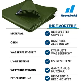 Floordirekt Abdeckplane 10 x 15 m Grün