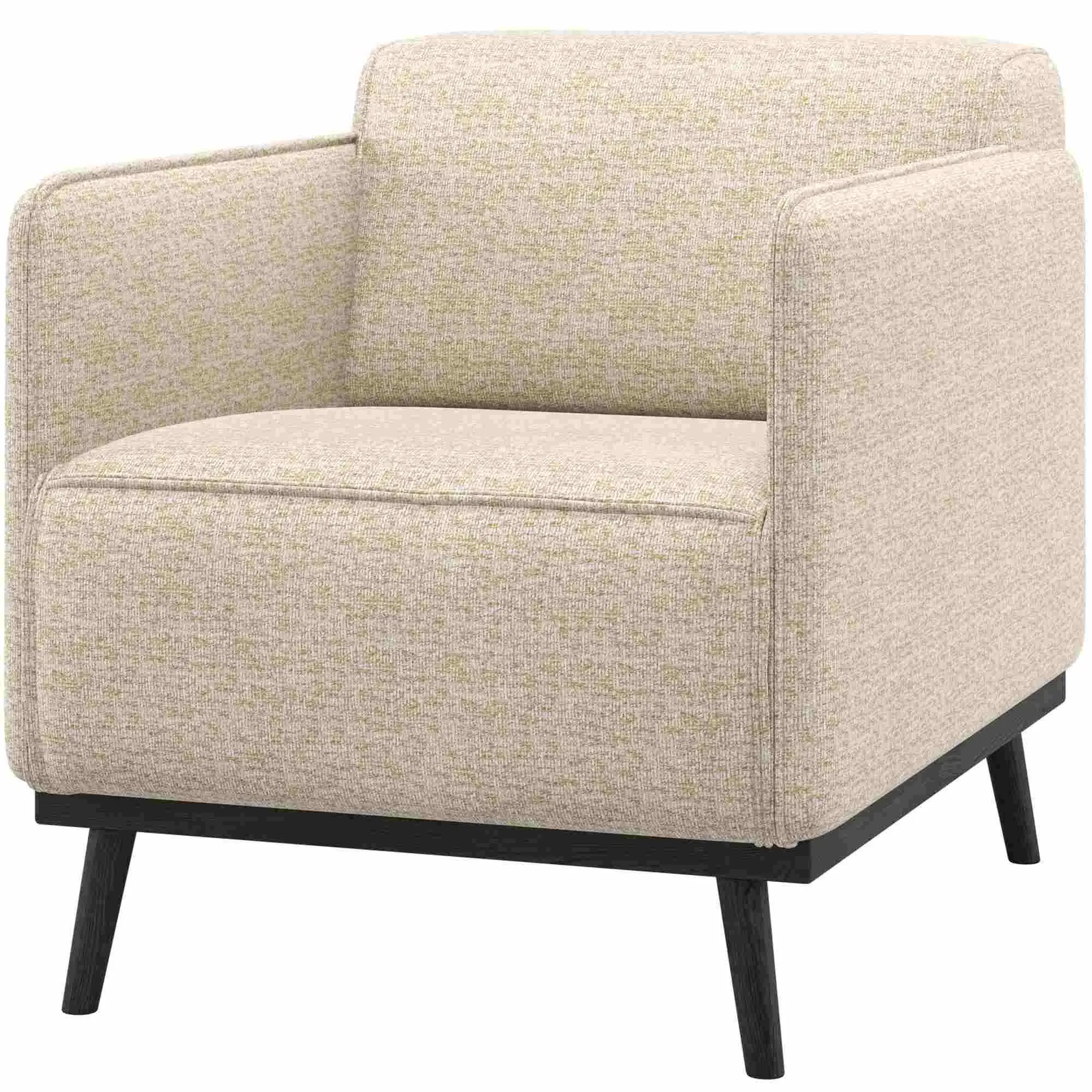 Sessel Statement aus Webstoff, modernes Design, Beige Melange, hoher Sitzkomfort, Birkenholzgestell