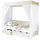 TICAA Himmelbett Lino 90 x 200 cm Kiefer weiß inkl. 5 Schubkästen stern-beige