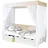 TICAA Himmelbett Lino 90 x 200 cm Kiefer weiß inkl. 5 Schubkästen stern-beige