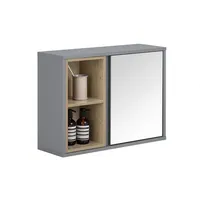 SoBuy Spiegelschrank Grau, Holzwerkstoff, 60x45x20 cm, Badezimmer, Badezimmerspiegel, Spiegelschränke