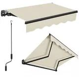 Sekey Gelenkarmmarkise Markise mit Handkurbel Balkon Sonnenschutz verstellbar Aluminium Sonnenmarkise manuelle, Wetterfest,295 × 250 cm Beige beige 295 cm | Ausfall: 250 cm
