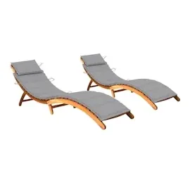 vidaXL Sonnenliegen 2 Stk. mit Auflagen Massivholz Akazie