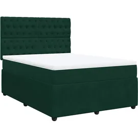 vidaXL Boxspringbett 140 x 200 cm Dunkelgrün