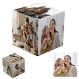 Zauberwürfel Personalisiert, Personalisierte fotowürfel 3D drehbare Cube mit 6 Bildern,Geburtstag Weihnachten personalisierte Geschenke für Kinder Vater Mutter Freundin Freund