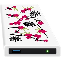 HipDisk LS104 Sakura 1TB HDD Externe Festplatte (6,4 cm (2,5 Zoll), USB 3.0) tragbare portable mit Silikon-Schutzhülle stoßfest wasserabweisend weiß-pink