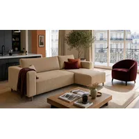 marpur Ecksofa RIO, Cordstoff, Bettfunktion und Bettkasten beige
