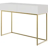 Selsey Schminktisch Mit zwei Schubladen und goldenem Metallgestell, Weiß, 110 cm -
