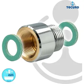 tecuro Reduzierstück M15/1 Innengewinde x 3/8 Zoll Außengewinde MS-verchromt