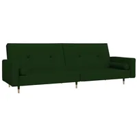 VidaXL Schlafsofa 2-Sitzer mit 2 Kissen Dunkelgrün Samt