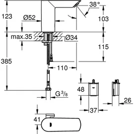 Grohe Bau Cosmopolitan E Sensor-Armatur chrom 36451000