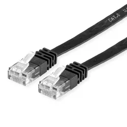 VALUE Patchkabel Kat.6 (Class E) UTP, extra-flach, schwarz, 2 m