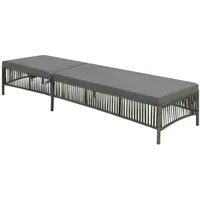 Furnicato Sonnenliege mit Auflage Poly Rattan Grau,