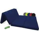 Beautissu Klappmatratze Gästebett klappbar 120x195 cm Faltmatratze Gästematratze faltbar Reisematratze Klappbett Gäste Matratze – Campix Camping Matratze Tragegriff Bodenmatratze waschbar Dunkelblau