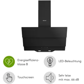 Wiggo B643 Dunstabzugshaube 60cm kopffrei I Abluft Umluft Dunstabzug 615m3/h - Touch-Display 4 Stufen I Energieeffizienzklasse B Schräghaube inkl... - schwarz
