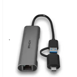 Lindy 43379 USB 3.2 Gen 1 Hub & Gigabit Ethernet Converter