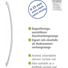Wenko Duschvorhangstange 110 - 200 cm silber