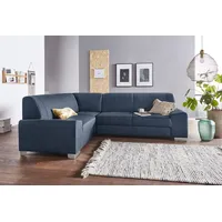 DOMO collection Ecksofa DOMO COLLECTION "Anzio in kubischer Formensprache, flache Armlehnen, L-Form", blau (dunkelblau), B:259cm H:85cm T:191cm, Sofas, Ecksofa, Wahlweise mit Bettfunktion und Federkern für hohen Sitzkomfort