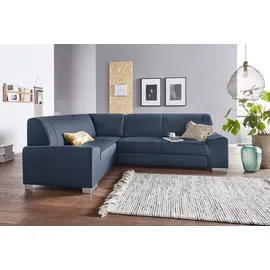 DOMO collection Ecksofa DOMO COLLECTION "Anzio in kubischer Formensprache, flache Armlehnen, L-Form", blau (dunkelblau), B:259cm H:85cm T:191cm, Sofas, Ecksofa, Wahlweise mit Bettfunktion und Federkern für hohen Sitzkomfort