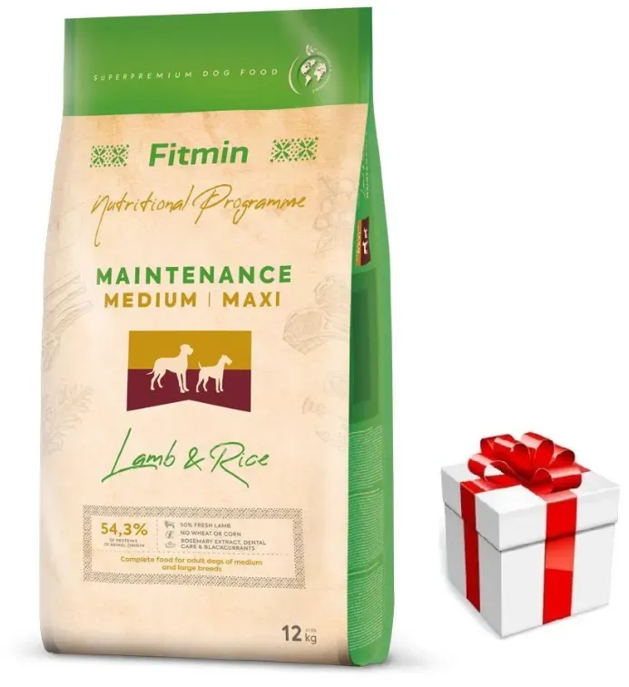 FITMIN Medium Maxi Maintenance Lamb&Rice 12kg + Überraschung für den Hund