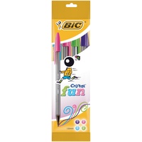 BIC Kugelschreiber Cristal Fun transparent Schreibfarbe farbsortiert, 4 St.