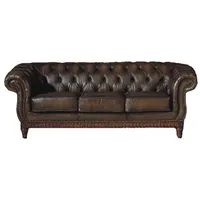 Salottini Polstergarnitur Chesterfield London Sofagarnitur 3/3 Ledergarnitur, (2-tlg), Taschenfederkern braun