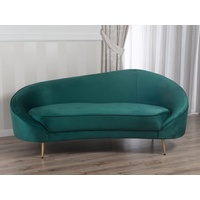 Sofa Chloe Récamiere Chaiselongue 2 Sitzer in Grün Samt und goldenem Metall A...