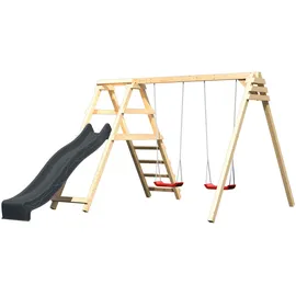Karibu Klettergerüst Doppelschaukel Felix mit Rutsche Anthrazit