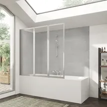 Hüppe Combinett 2 Badewannenabtrennung, 3-teilig, Kunstglas Pacific S klar