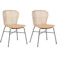Beliani Esszimmerstuhl Elfros Rattan sandbeige 2er Set