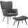Tectake Ohrensessel Hygge Breitcord 71 x 100,5 x 73 cm Anthrazit mit Hocker