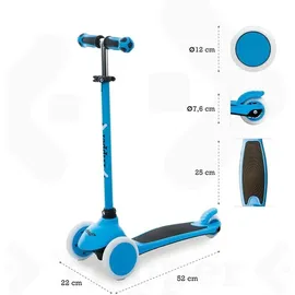 MONDO On&Go Tripper Scooter mit 3 Rädern, PU-Rollen und TPR-Griffen, Sicherheitsbremse hinten, Blau